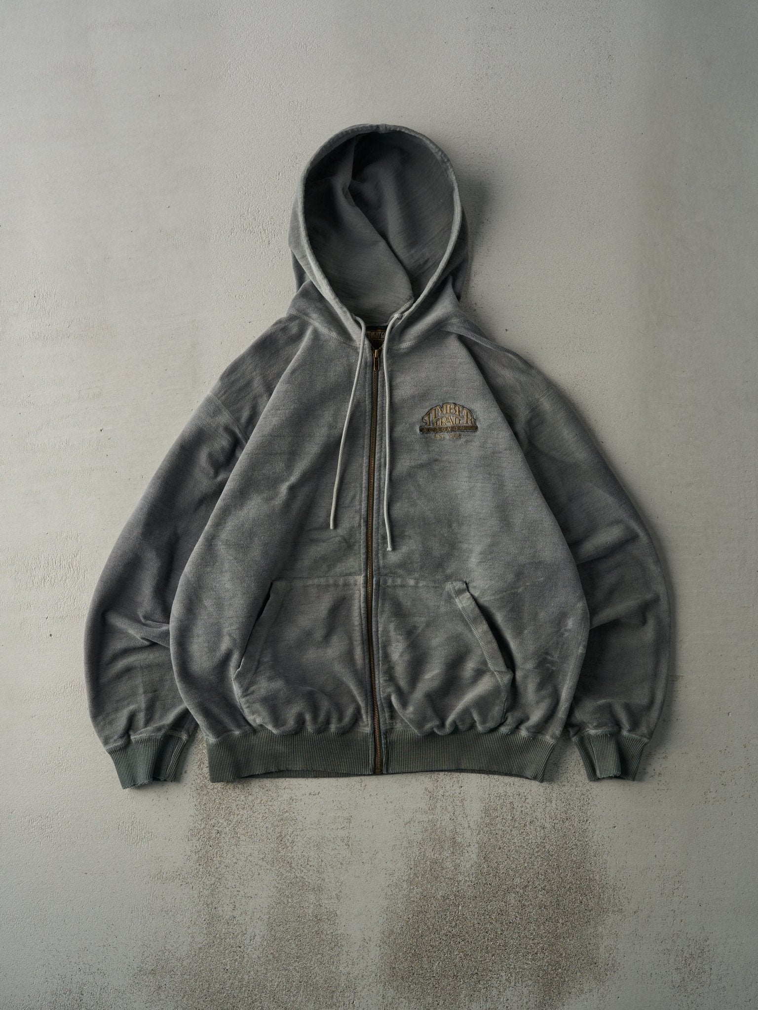 Vintage 90s Green/Grey Timber Trail Algonquin Inside Out Zip Up Boxy Hoodie (XL)