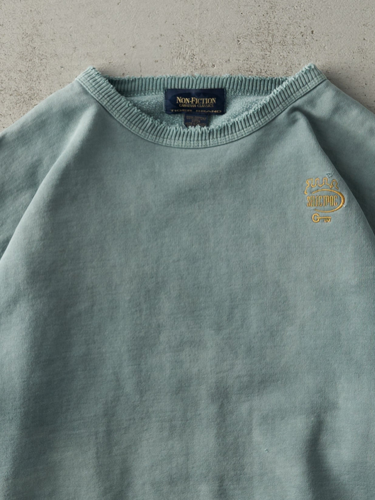 Vintage 90s Washed Green Embroidered Crewneck (XL)