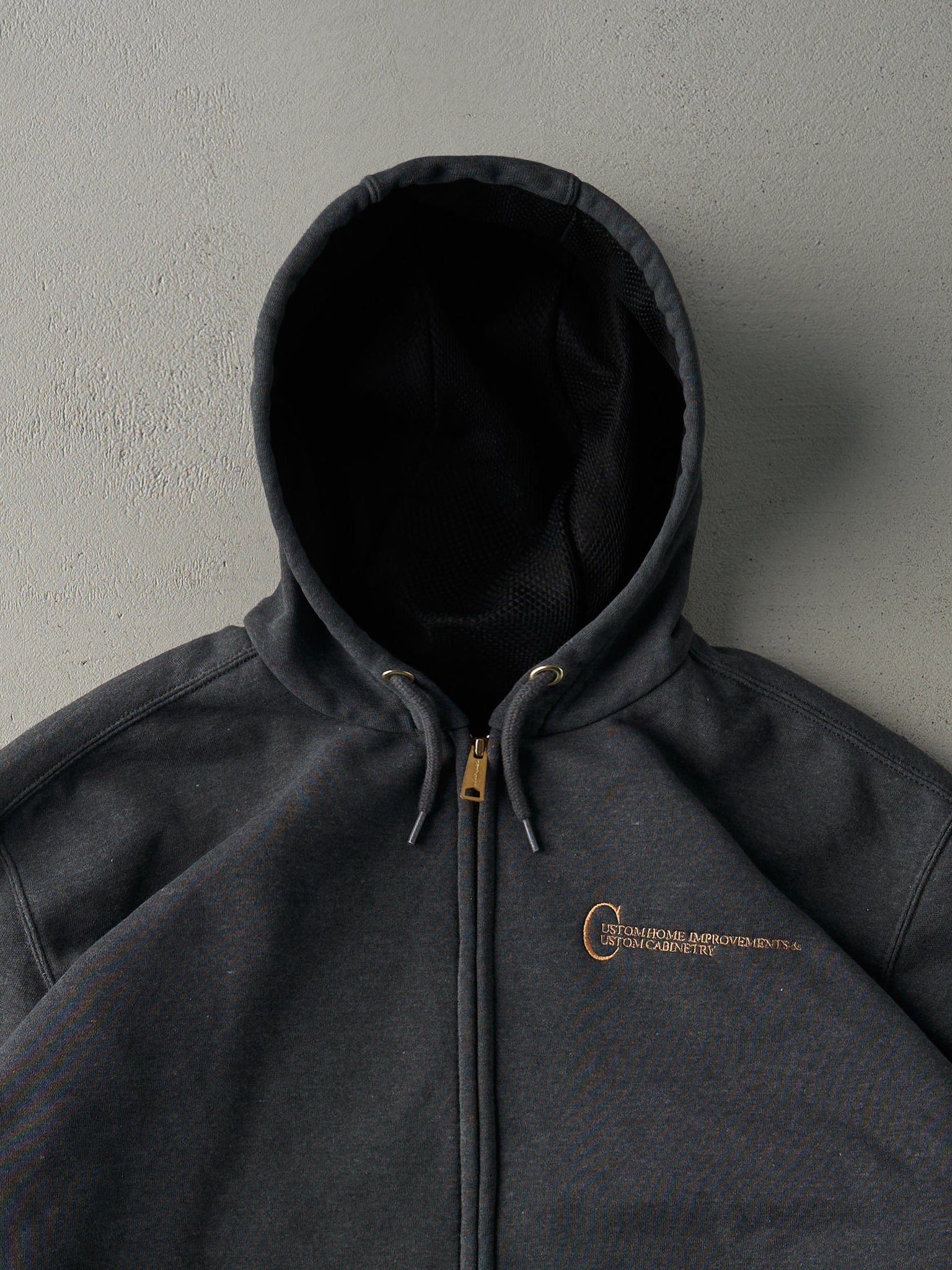 Vintage Y2K Charcoal Grey Carhartt Thermal Lined Rain Defender Zip Up Hoodie (XXL)