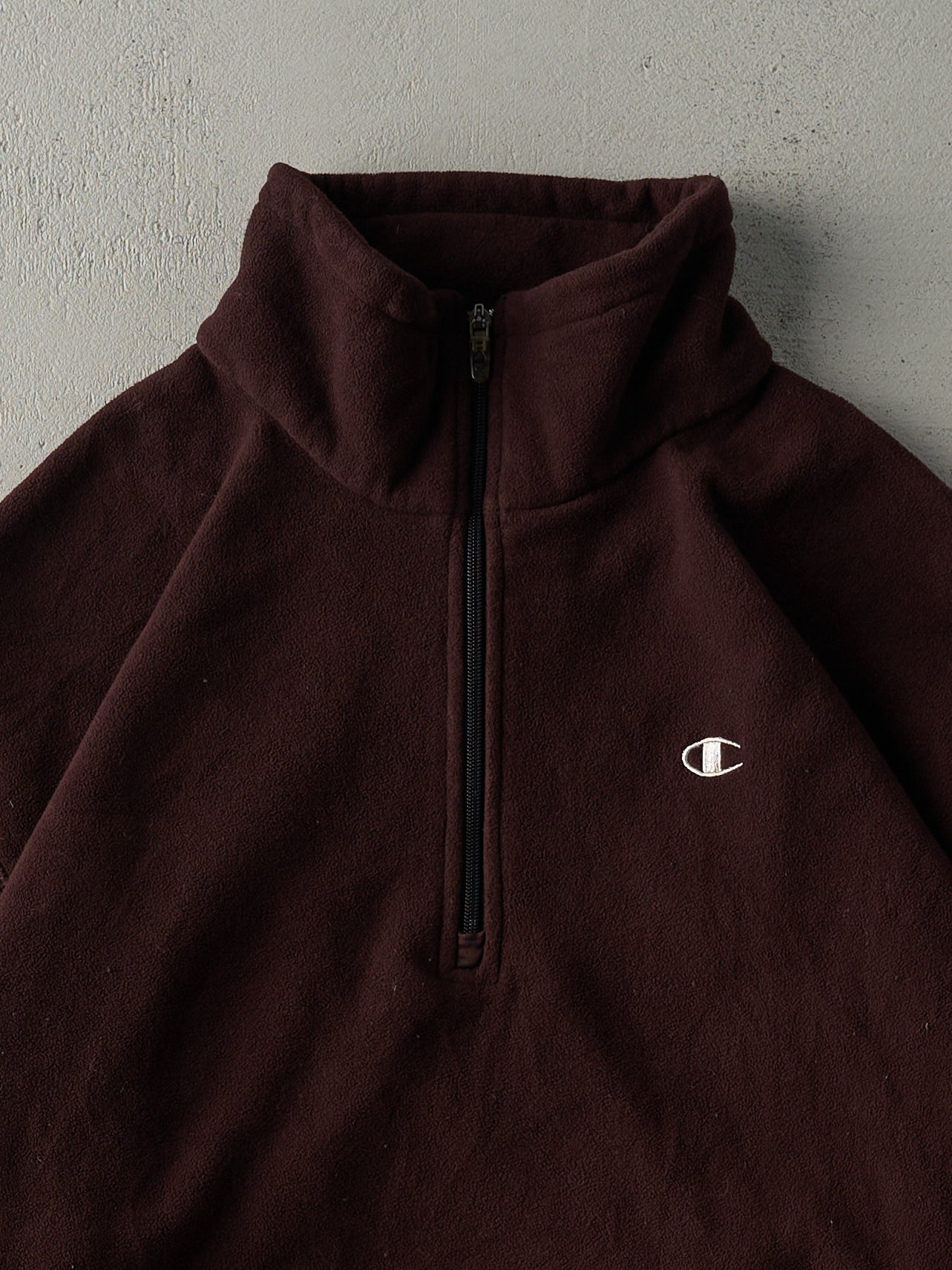 Vintage Y2K Chocolate Brown Champion Quarter Zip Fleece (L/XL)