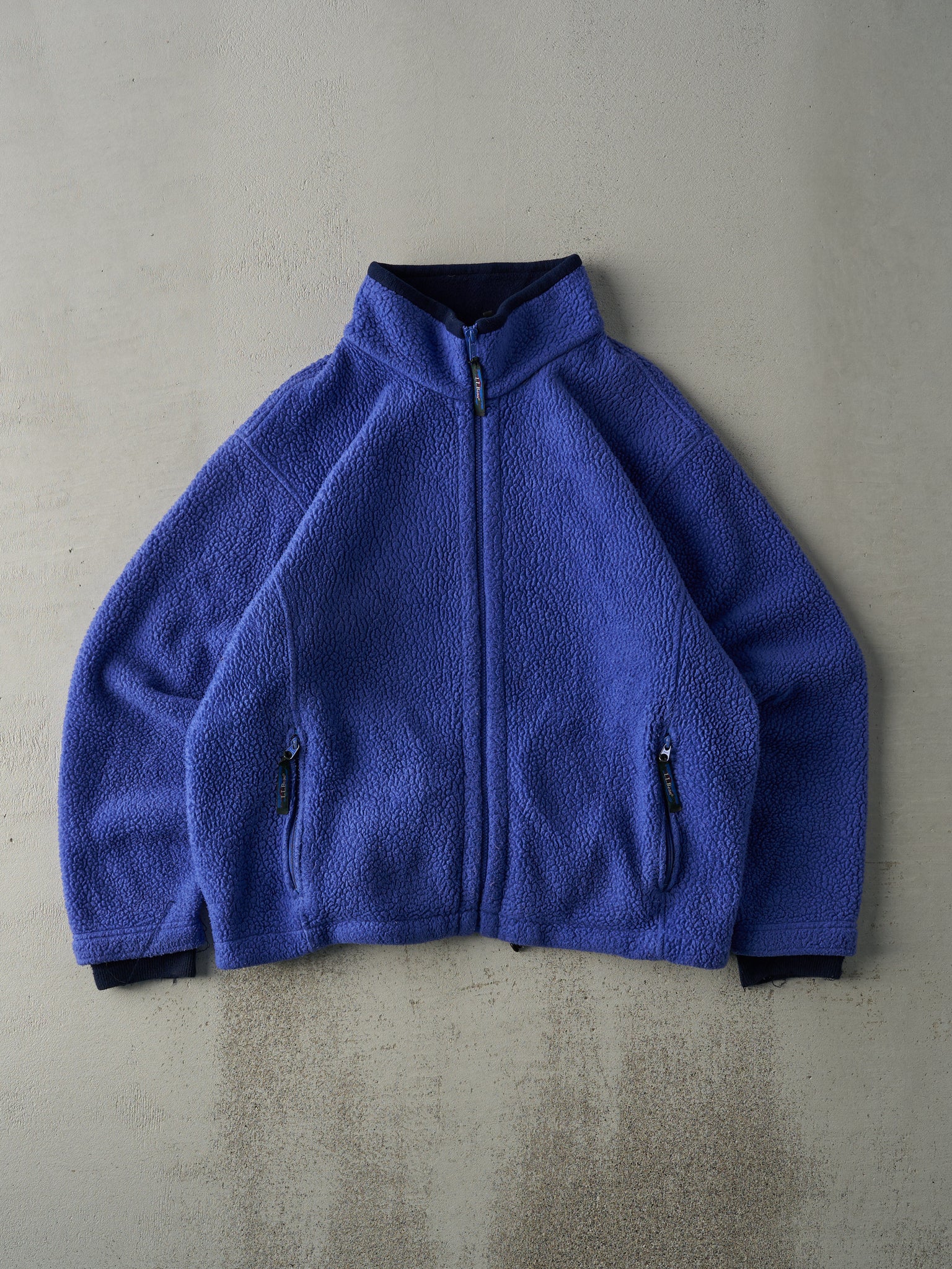 Vintage 90s Blue LL Bean Sherpa Zip Up Boxy Jacket (L)