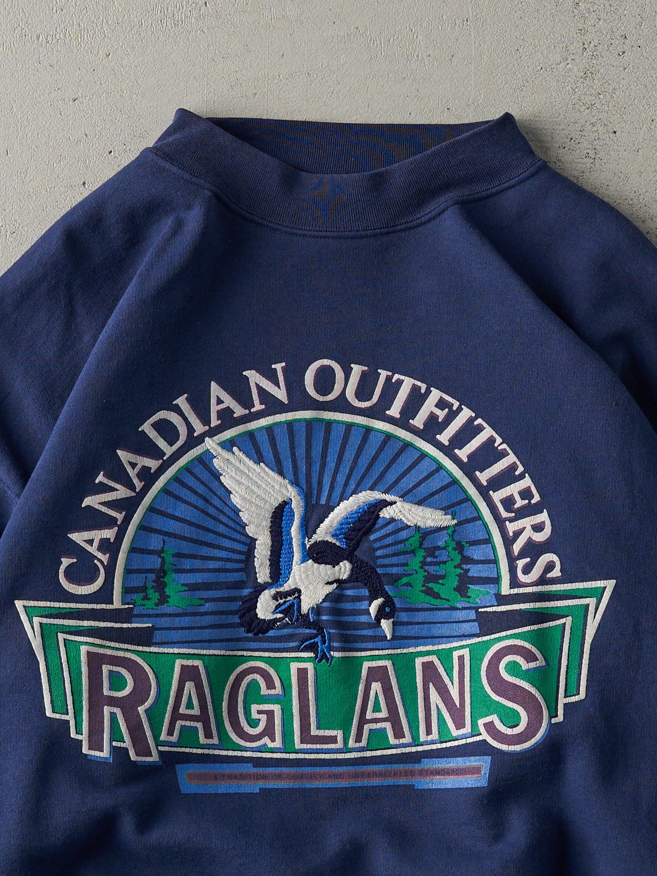 Vintage 90s Navy Blue Raglans Embroidered Bird Crewneck (L)