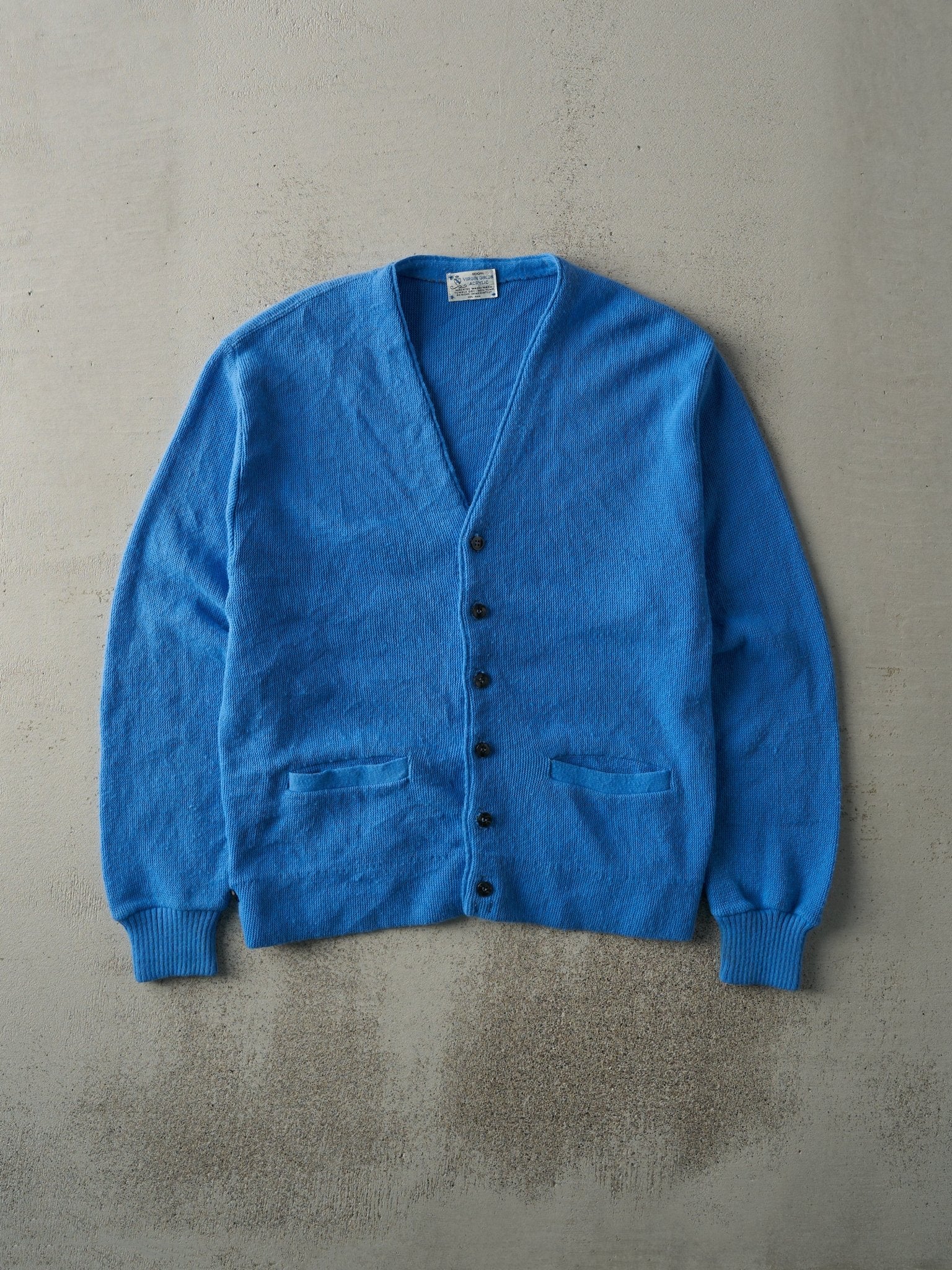 Vintage 80s Blue Knit Cardigan (M)