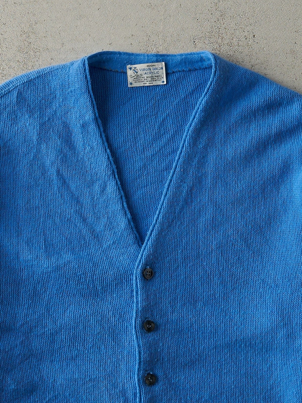 Vintage 80s Blue Knit Cardigan (M)