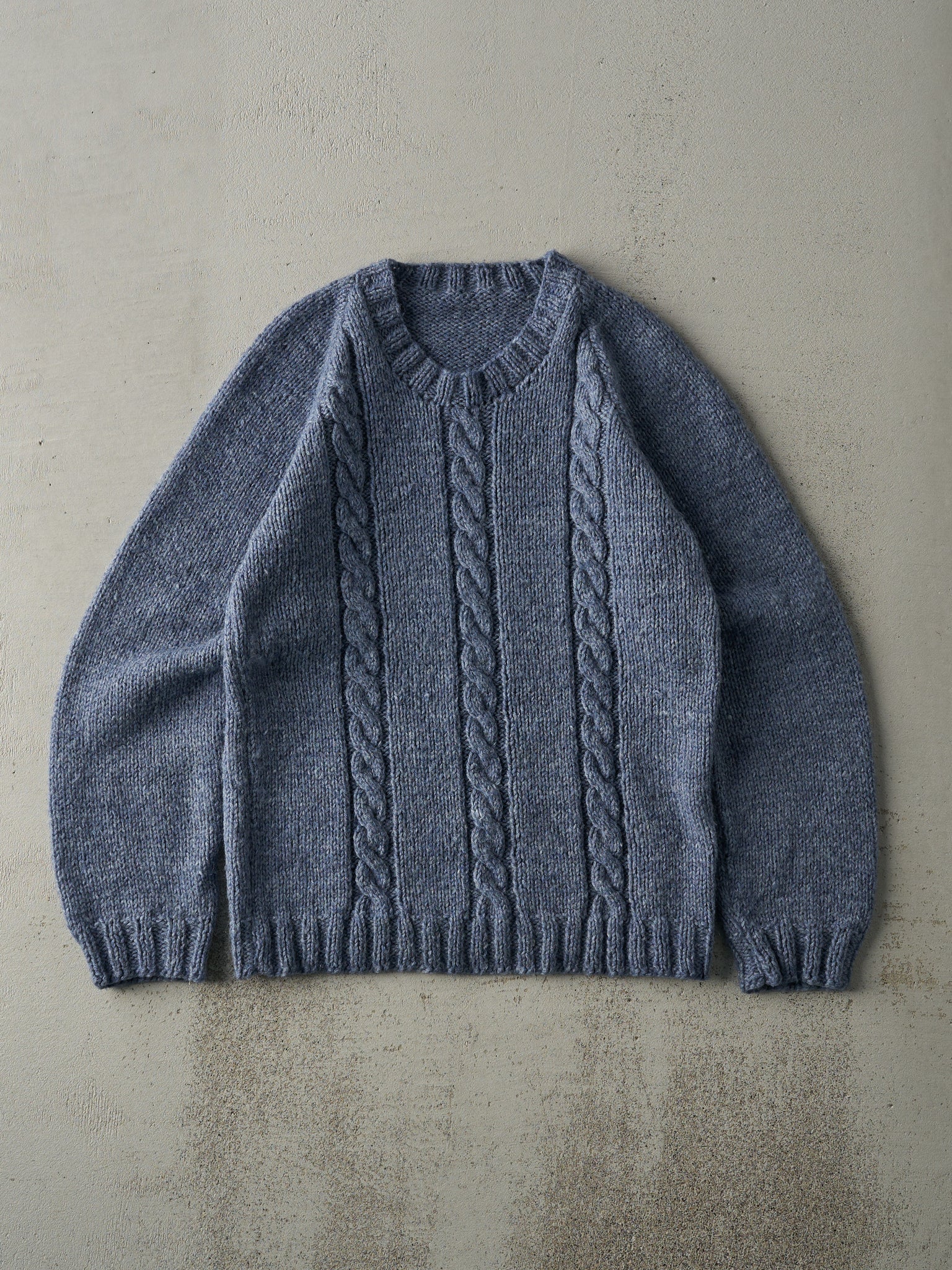 Vintage 80s Light Blue Cable Knit Sweater (S/M)