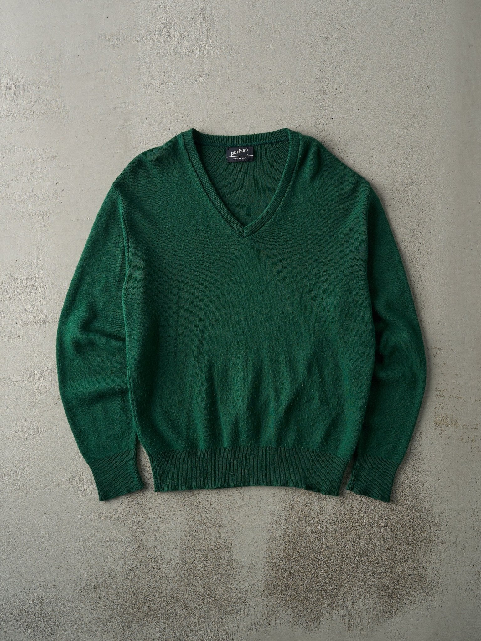 Vintage 90s Green Knit V Neck Pullover (M)