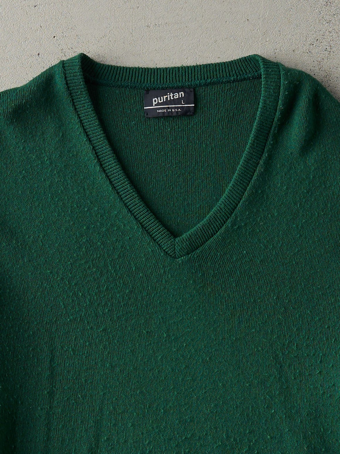 Vintage 90s Green Knit V Neck Pullover (M)