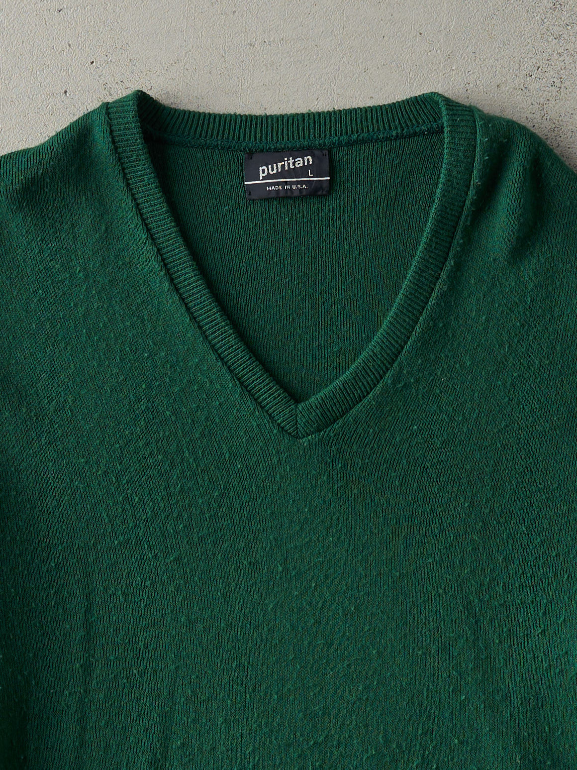 Vintage 90s Green Knit V Neck Pullover (M)