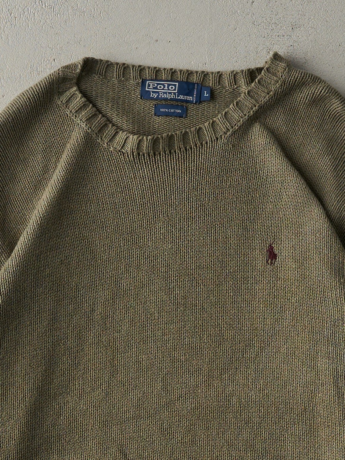 Vintage 80s Moss Green Polo by Ralph Lauren Knit Sweater (M)