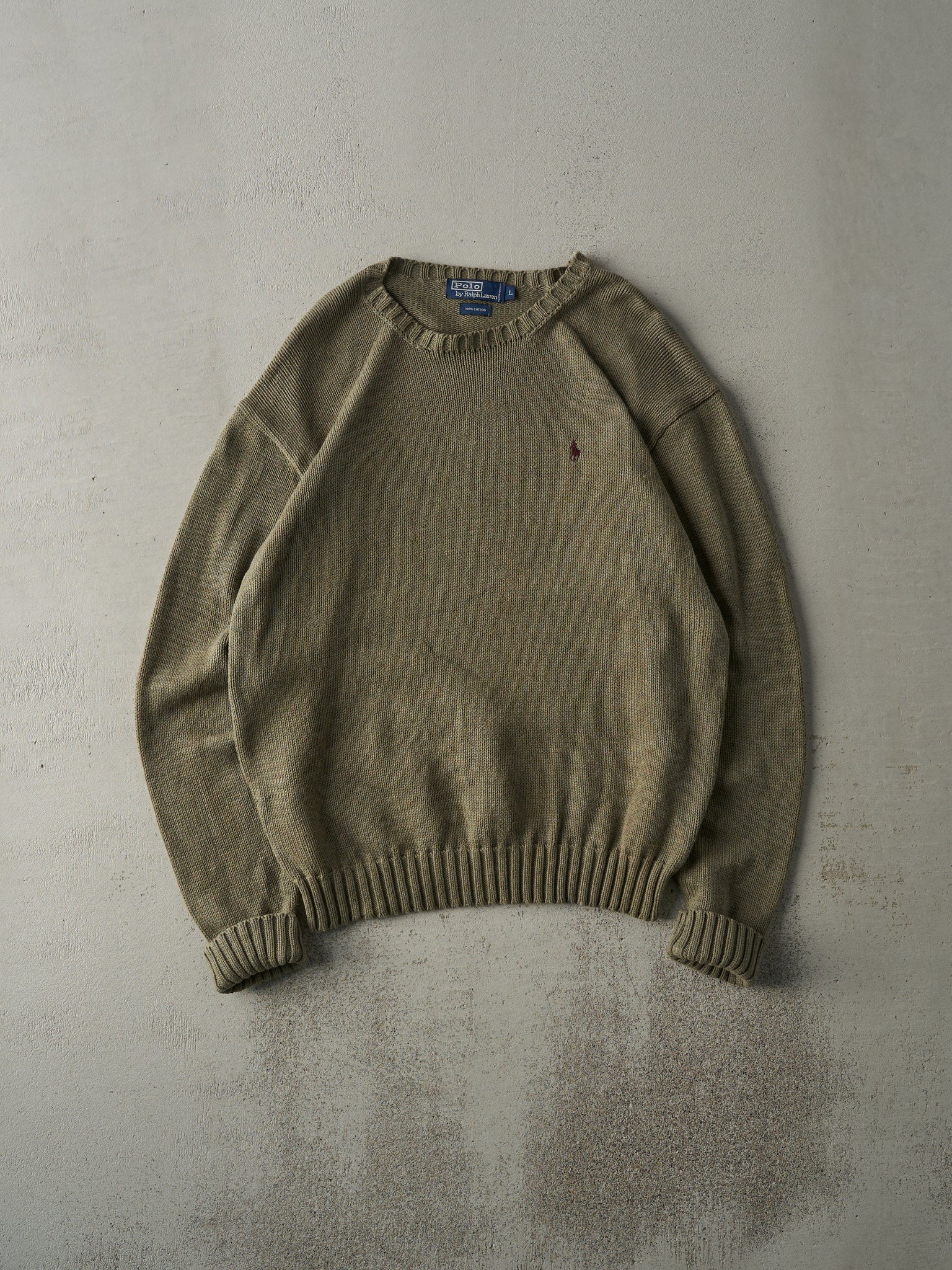 Vintage 80s Moss Green Polo by Ralph Lauren Knit Sweater (M)