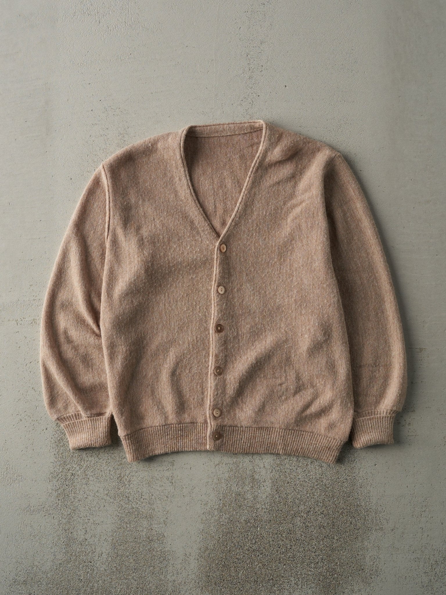 Vintage 80s Light Brown Knit Cardigan (M)