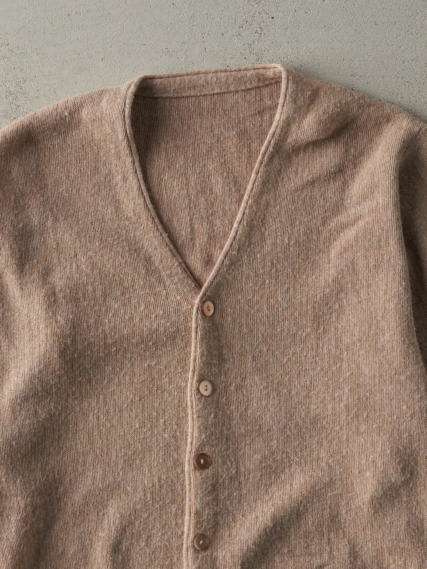 Vintage 80s Light Brown Knit Cardigan (M)