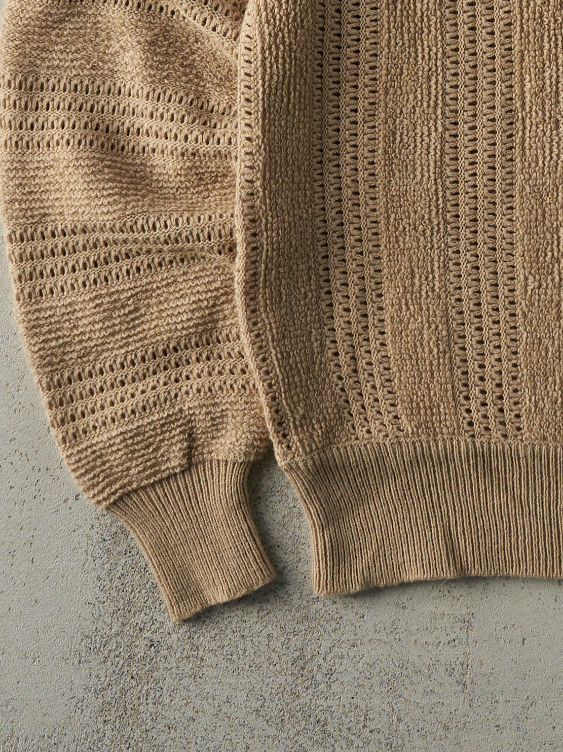 Vintage 80s Beige Joshua V Neck Knit Sweater (M/L)