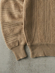 Vintage 80s Beige Joshua V Neck Knit Sweater (M)