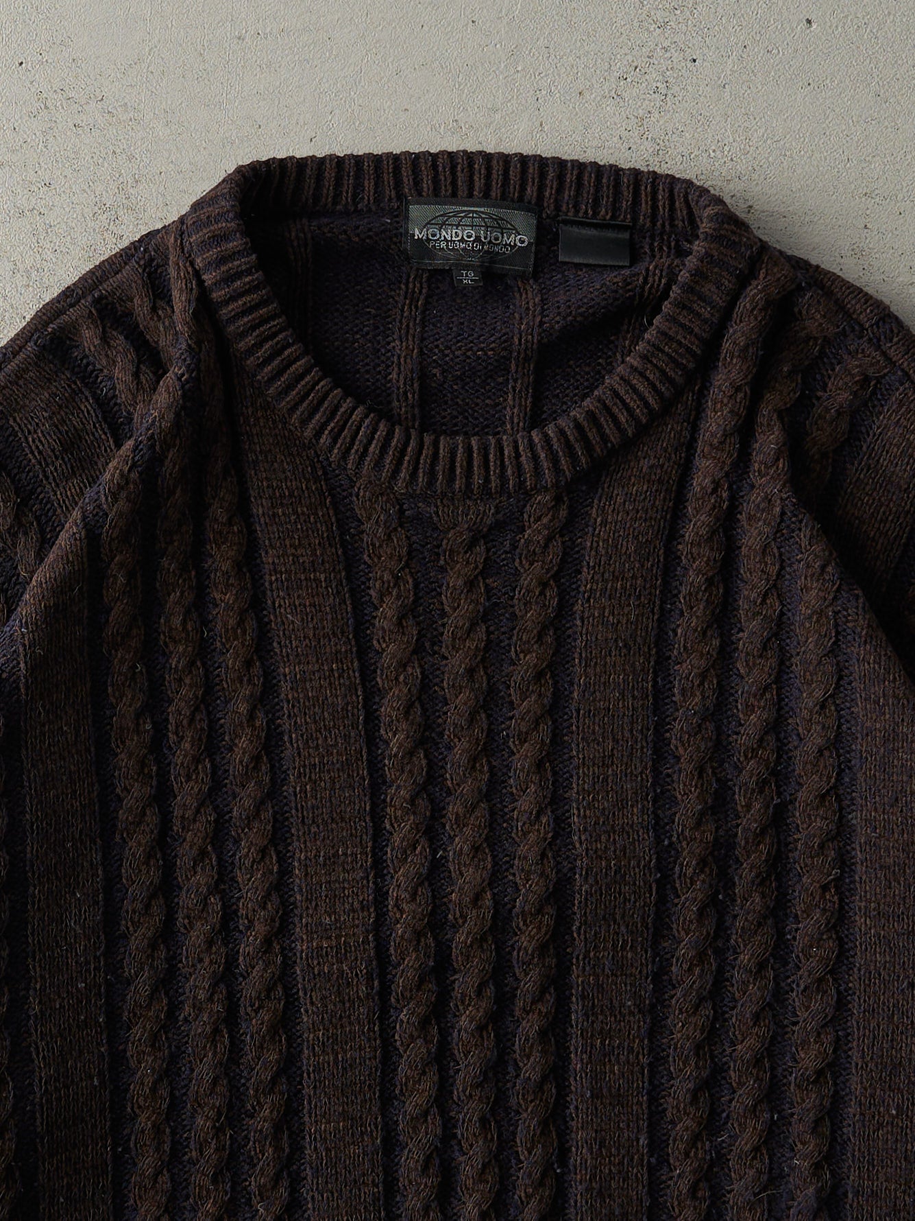 Vintage 90s Brown Cable Knit Sweater (XL)