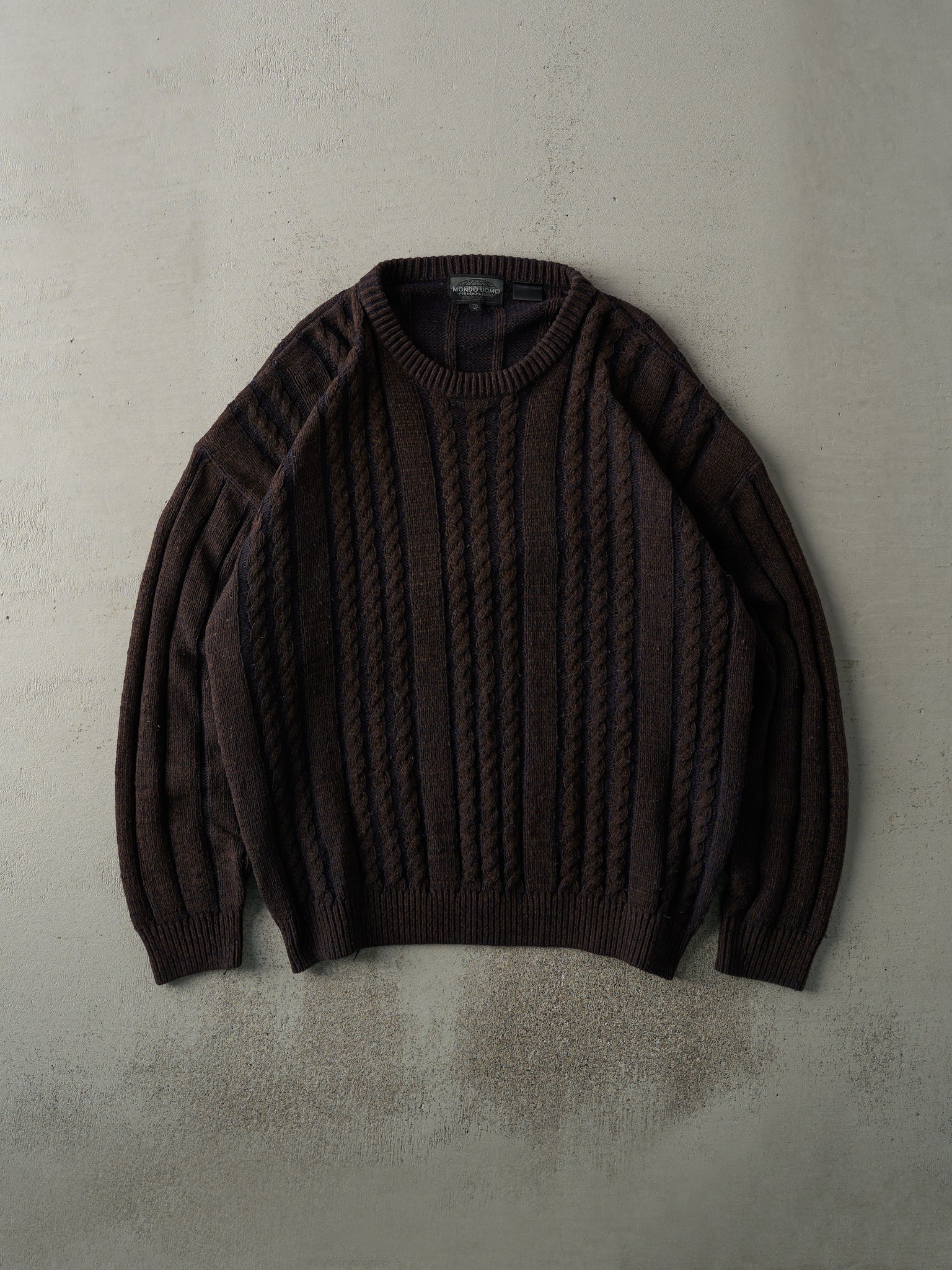 Vintage 90s Brown Cable Knit Sweater (XL)