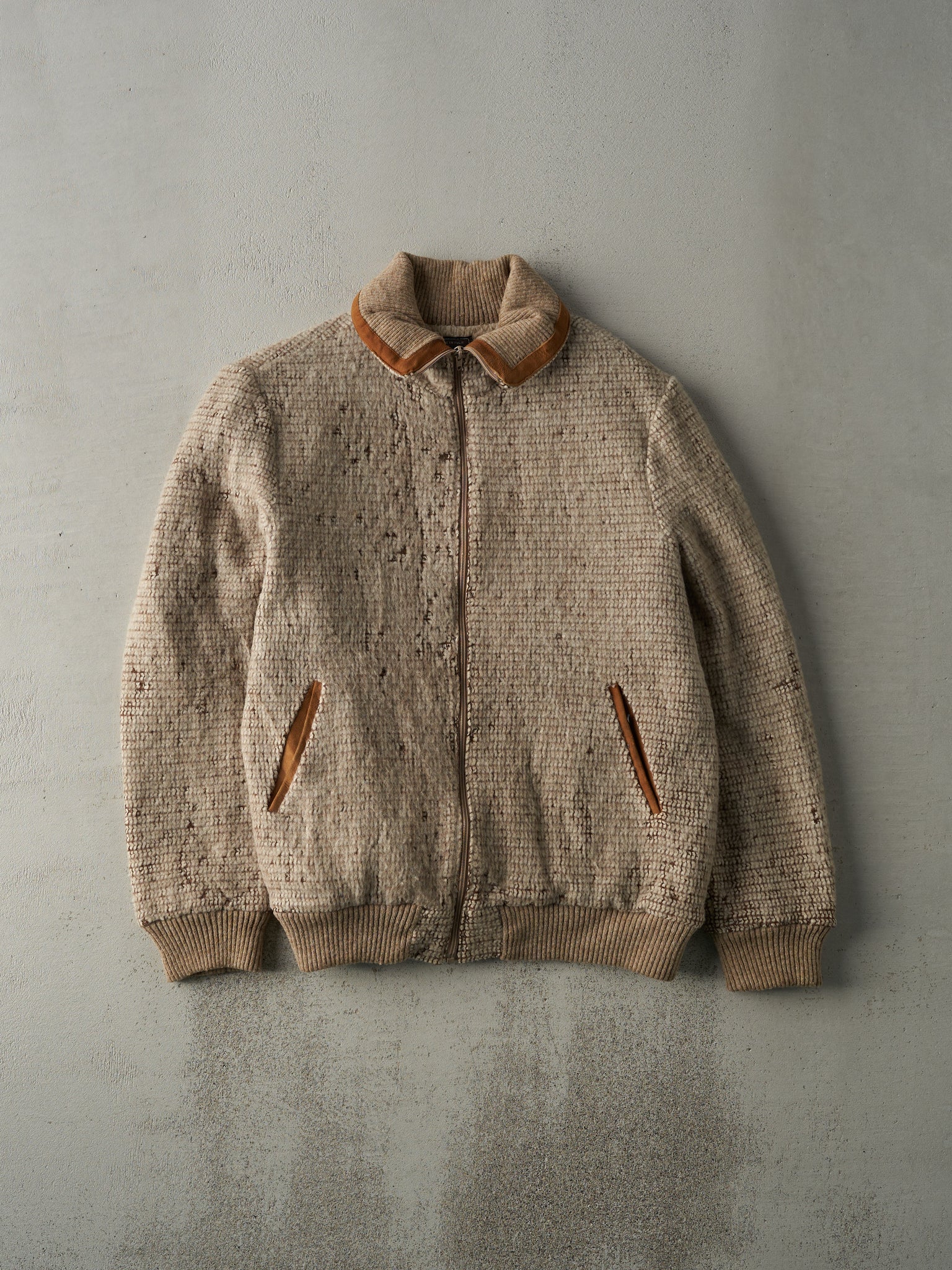 Vintage 60s Beige Marlboro Wool Knit Jacket (M)