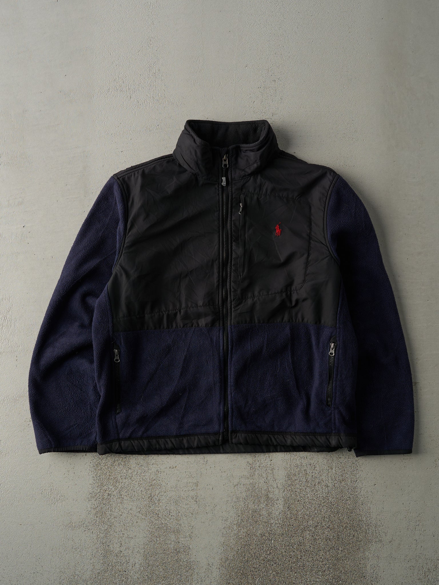 Vintage 90s Navy Blue Polo by Ralph Lauren Fleece Jacket (M)