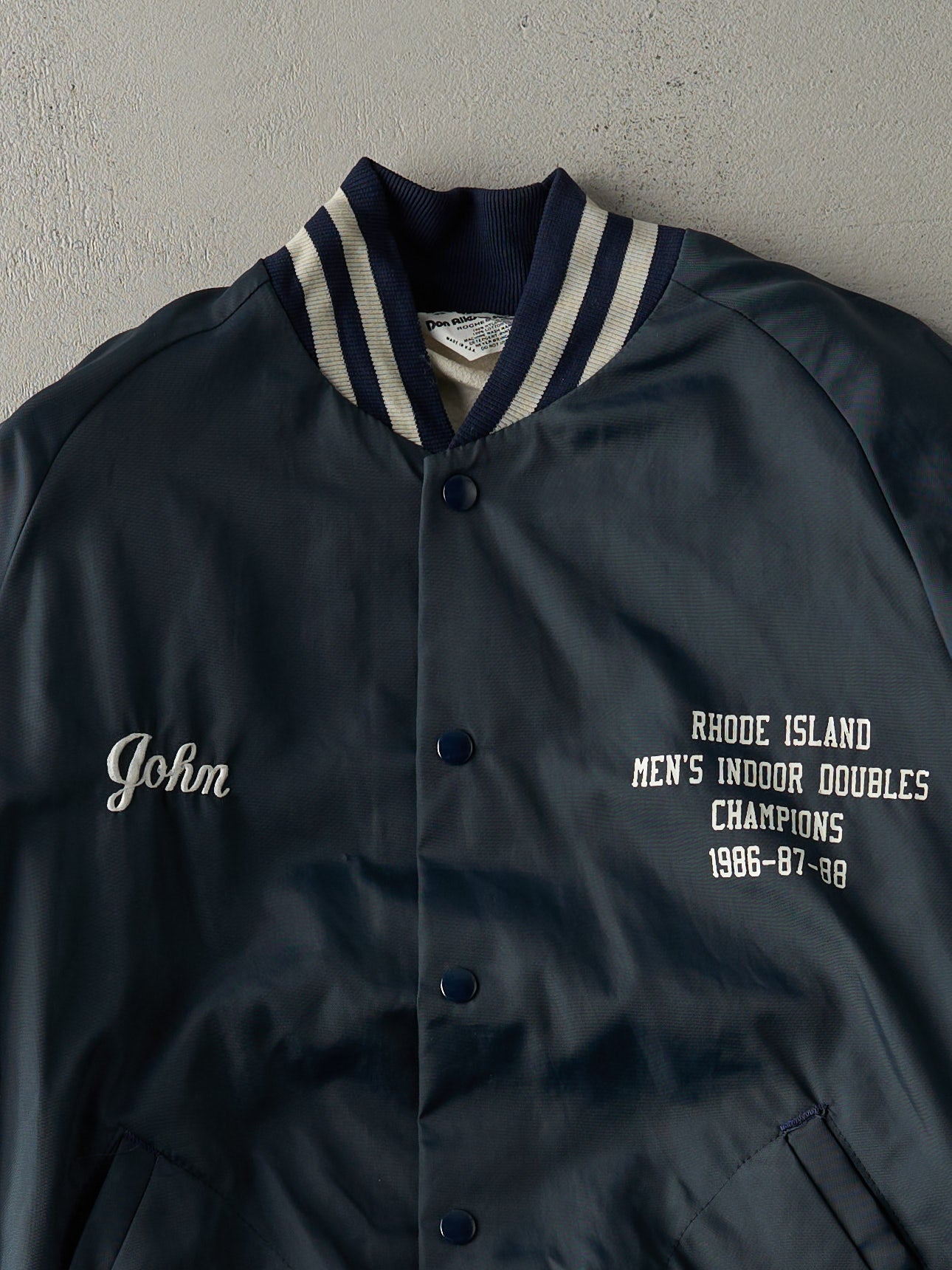 Vintage 90s Navy Rhode Island 3 Time Champions Nylon Bomber Jacket (M)