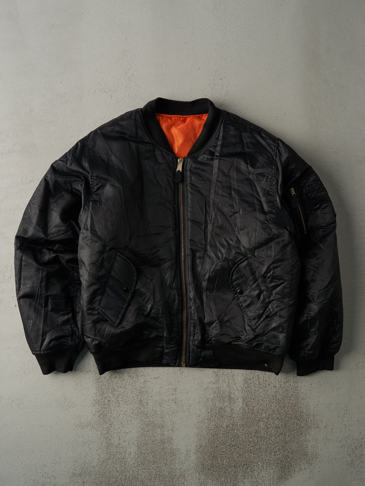 Vintage 90s Black Alpha Industries Reversible Flight Bomber Jacket (XL)