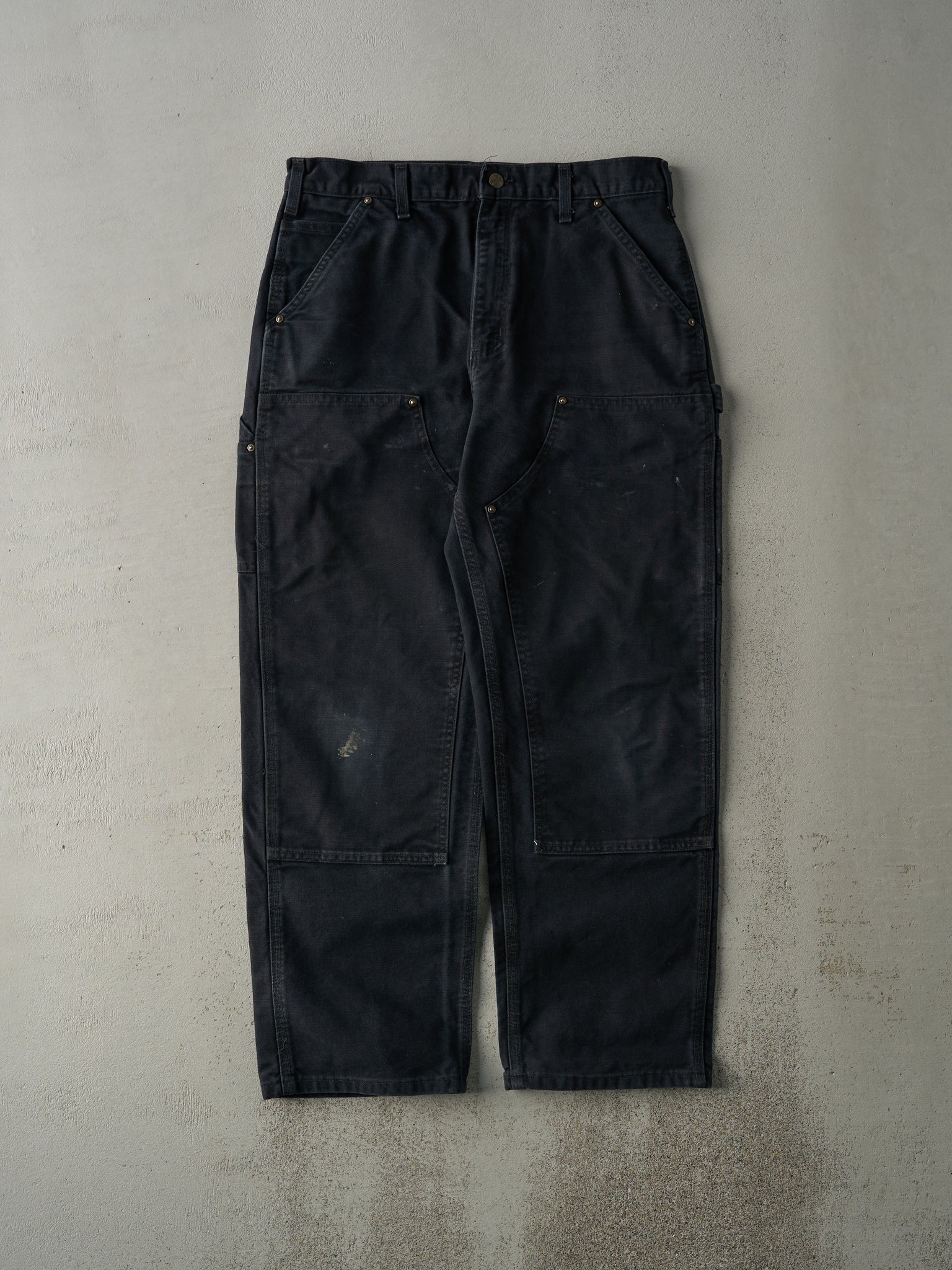 Vintage 90s Black Dungaree Fit Carhartt Double Knee Carpenter Pants (32x29.5)