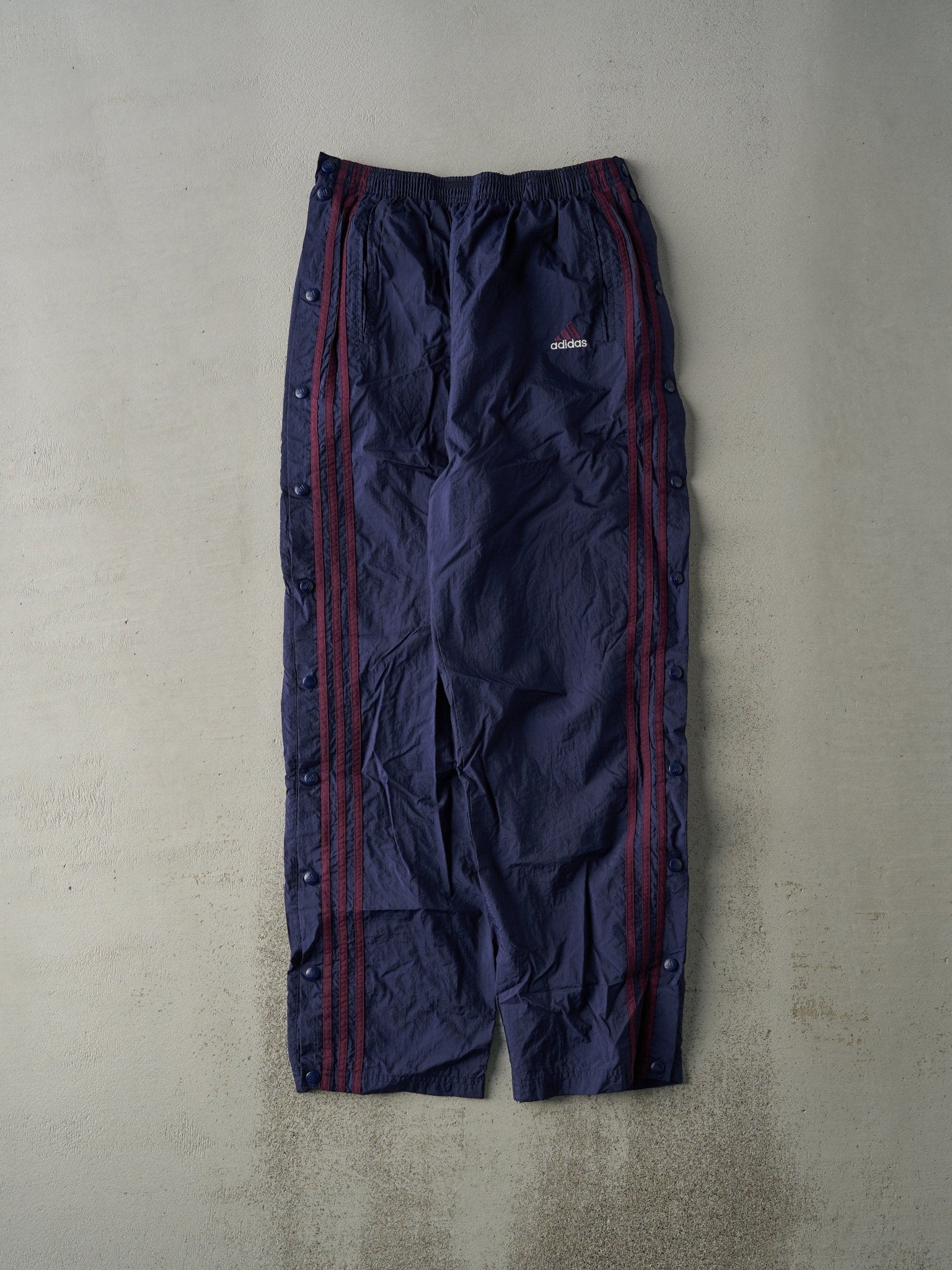 Vintage Y2K Navy Blue Adidas Tear Away Track Pants (29x30)