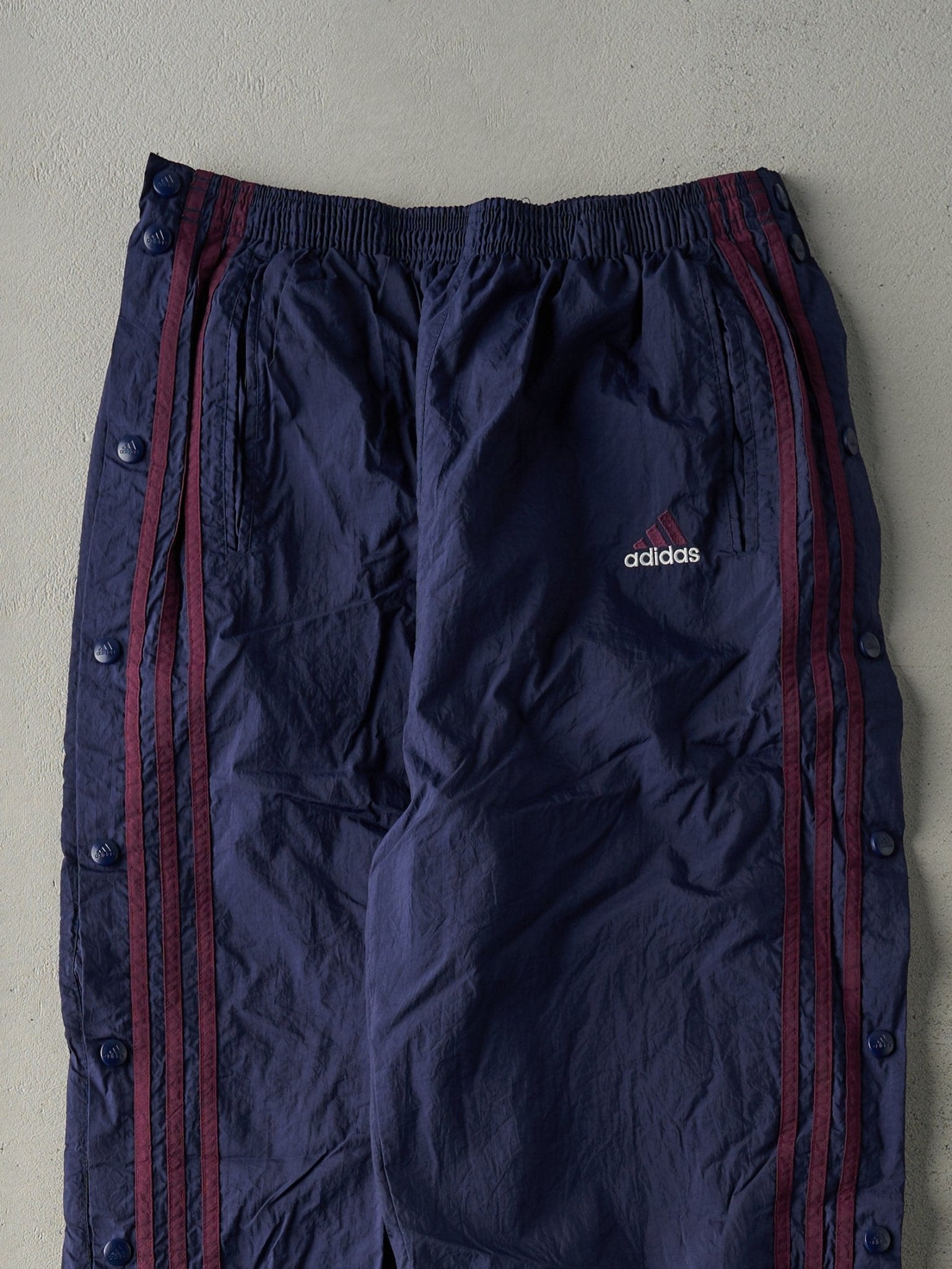 Vintage Y2K Navy Blue Adidas Tear Away Track Pants (29x30)