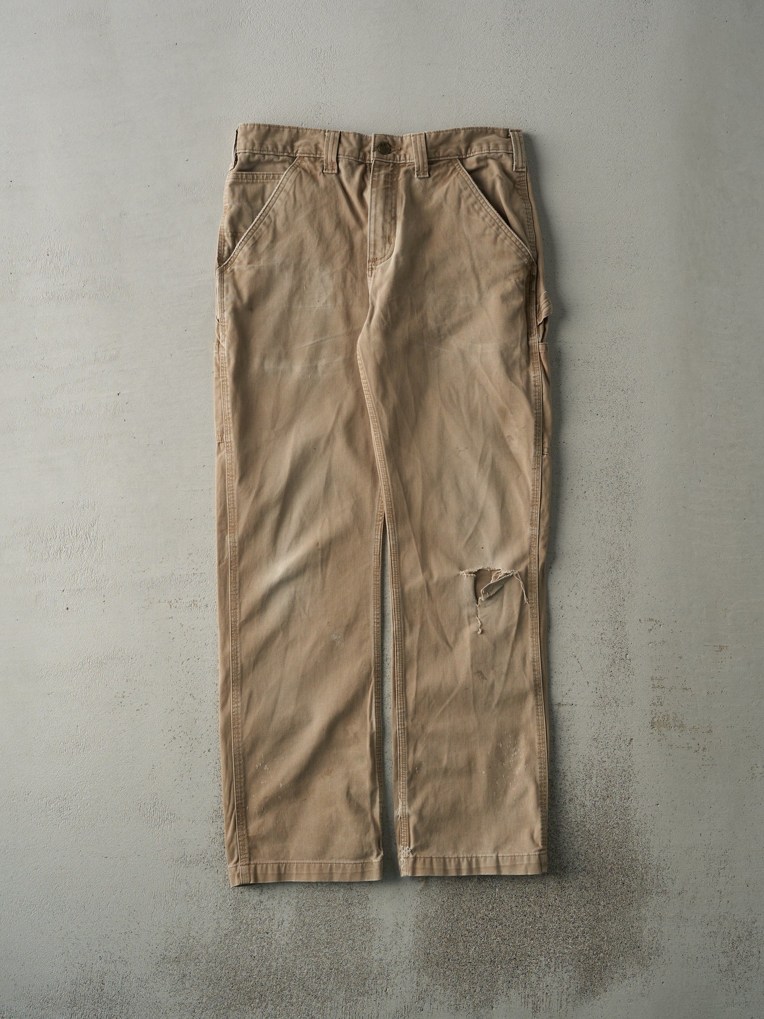 Vintage Y2K Beige Carhartt Light Weight Carpenter Pants (33x31.5)