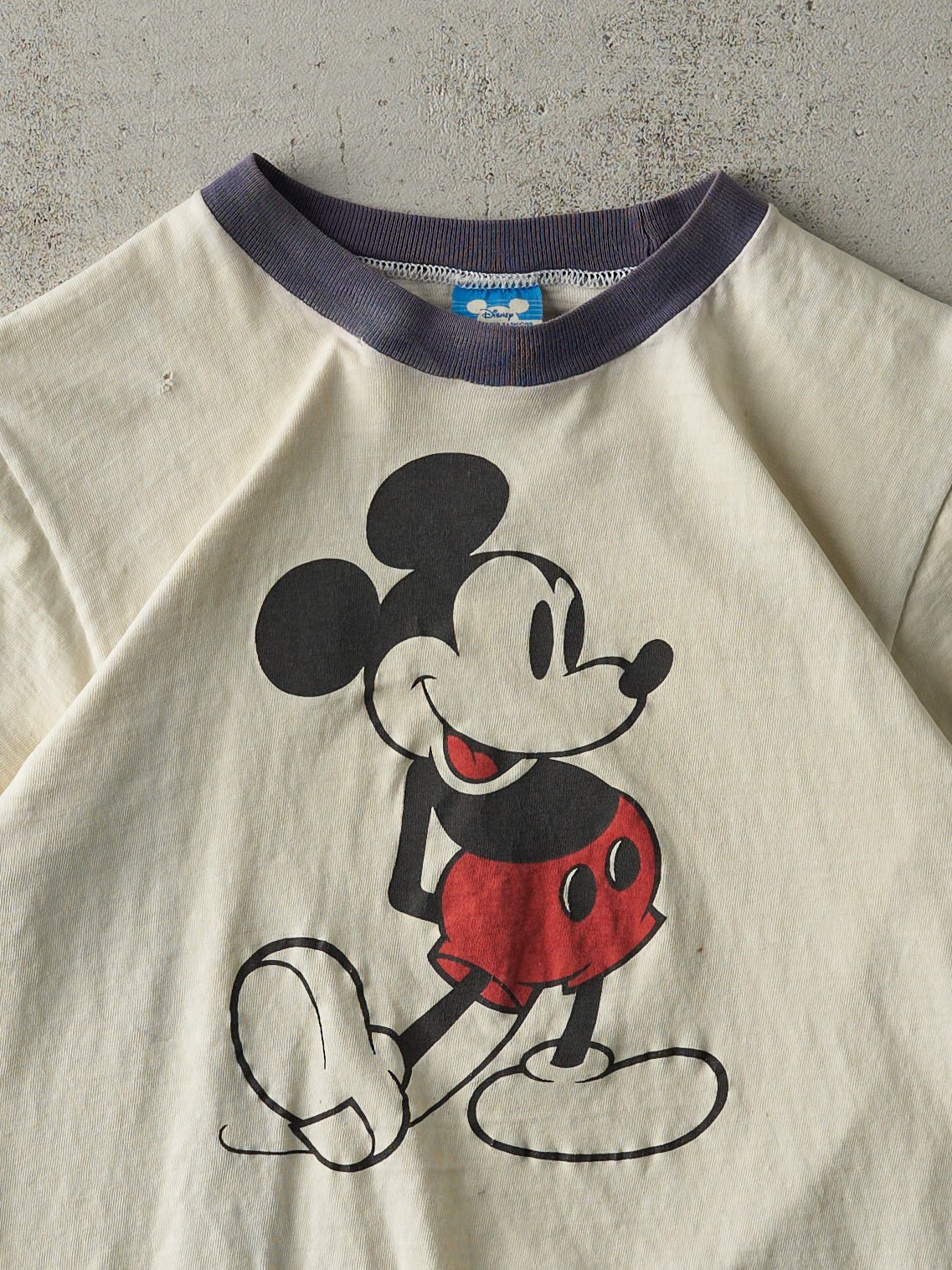 Vintage 90s Beige Mickey Mouse Ringer Tee (S)
