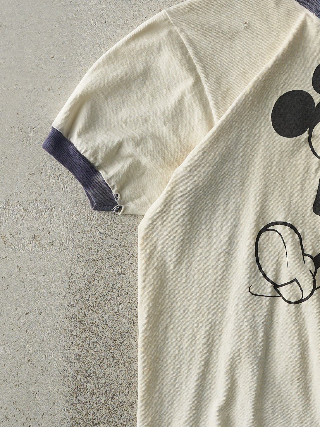 Vintage 90s Beige Mickey Mouse Ringer Tee (S)