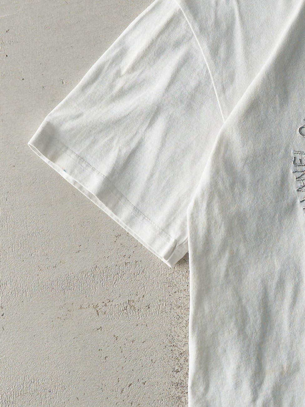 Vintage Y2K White Bootleg Embroidered Chanel Tee (S)