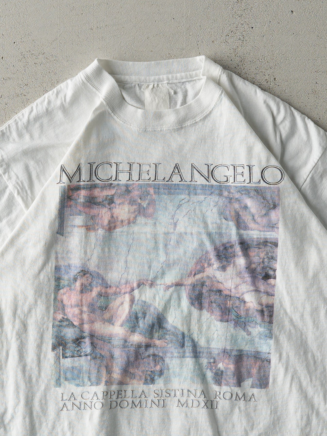 Vintage 90s White Michelangelo Art Tee (S)