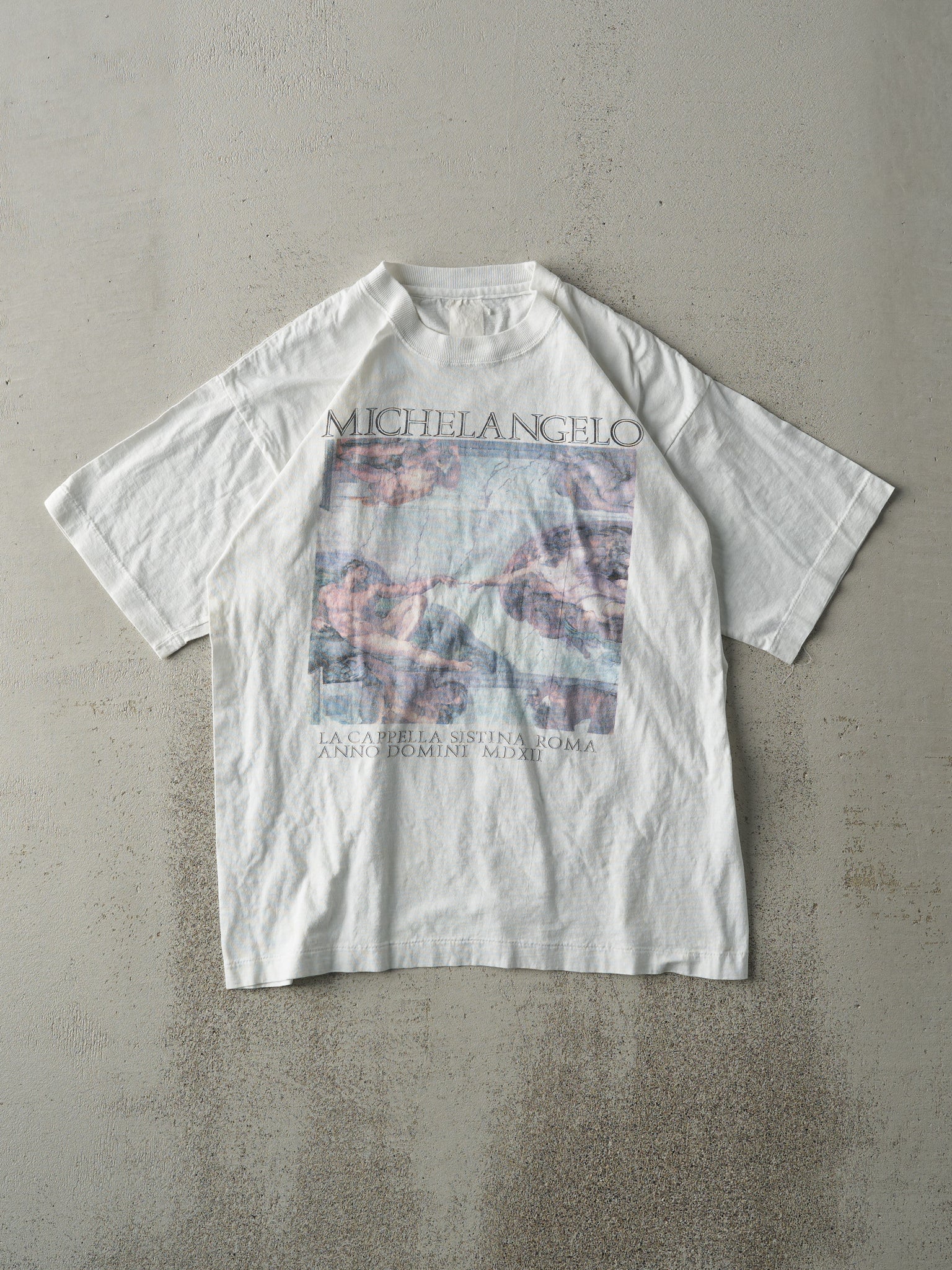 Vintage 90s White Michelangelo Art Tee (S)