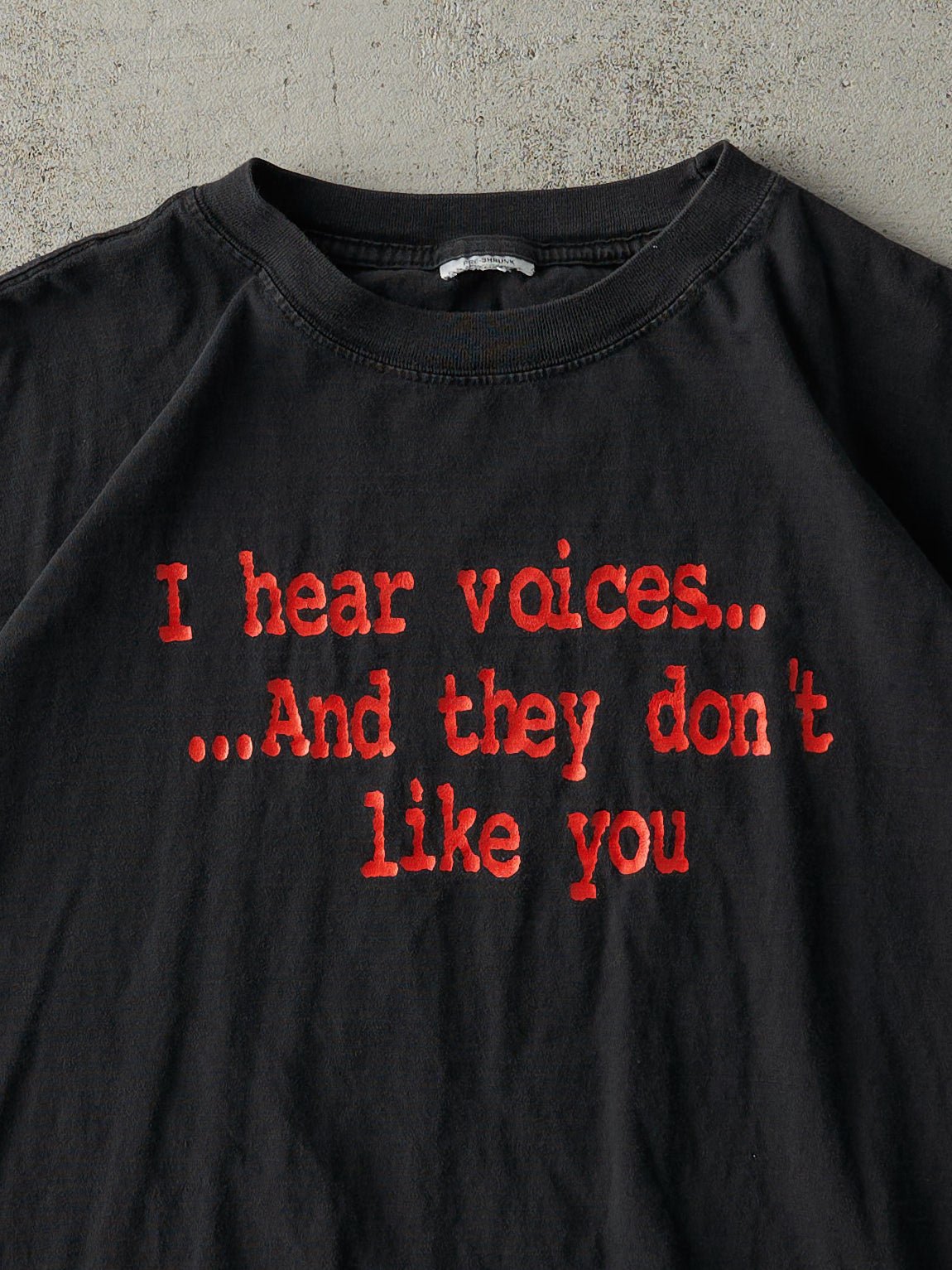 Vintage 90s Faded Black "I Hear Voices" Tee (L)