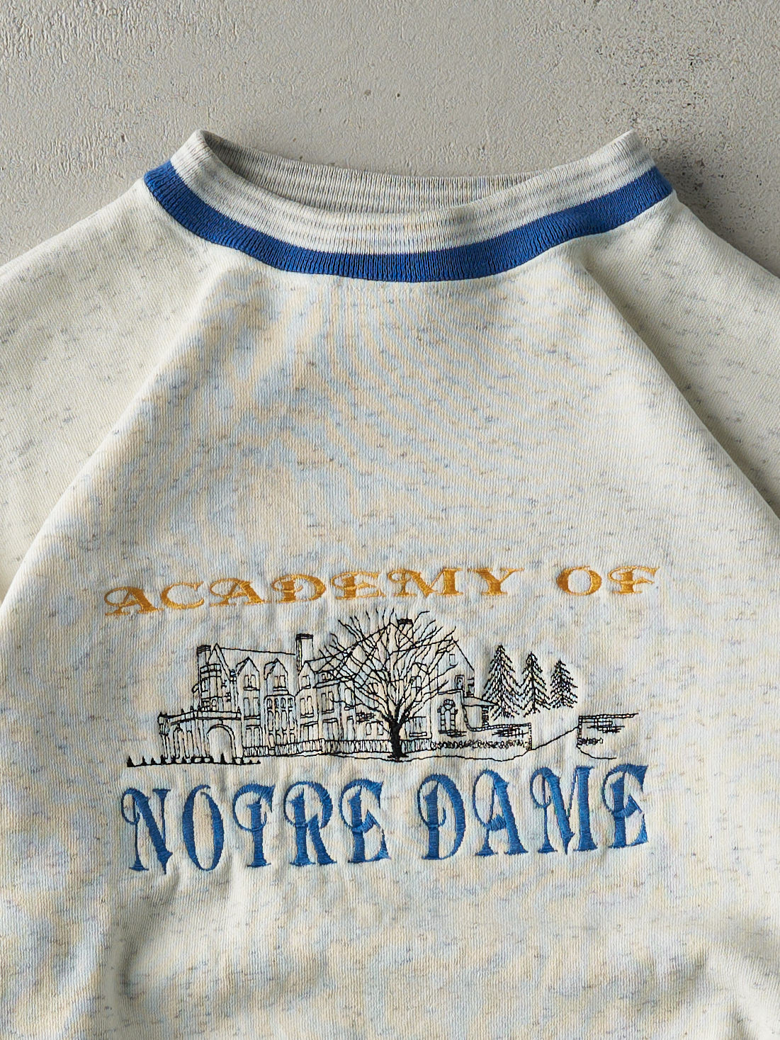 Vintage 80s Heather Grey Academy Of Notre Dame Embroidered Crewneck (L)