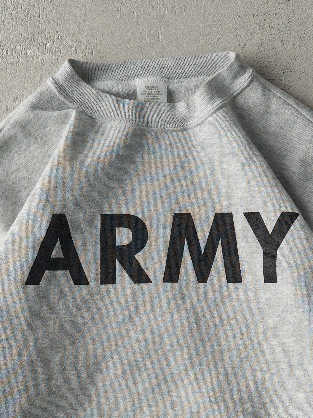 Vintage 90s Light Grey Army Crewneck (L)