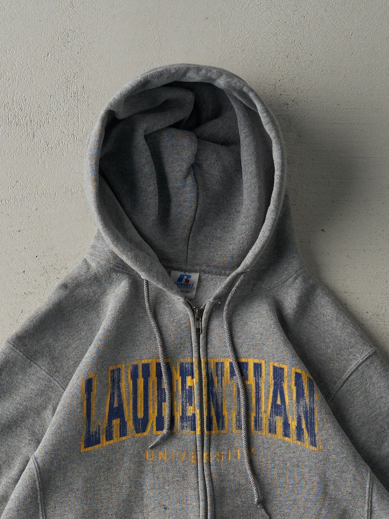 Vintage Y2K Grey Laurentian University Russell Athletics Zip Up Hoodie (M)
