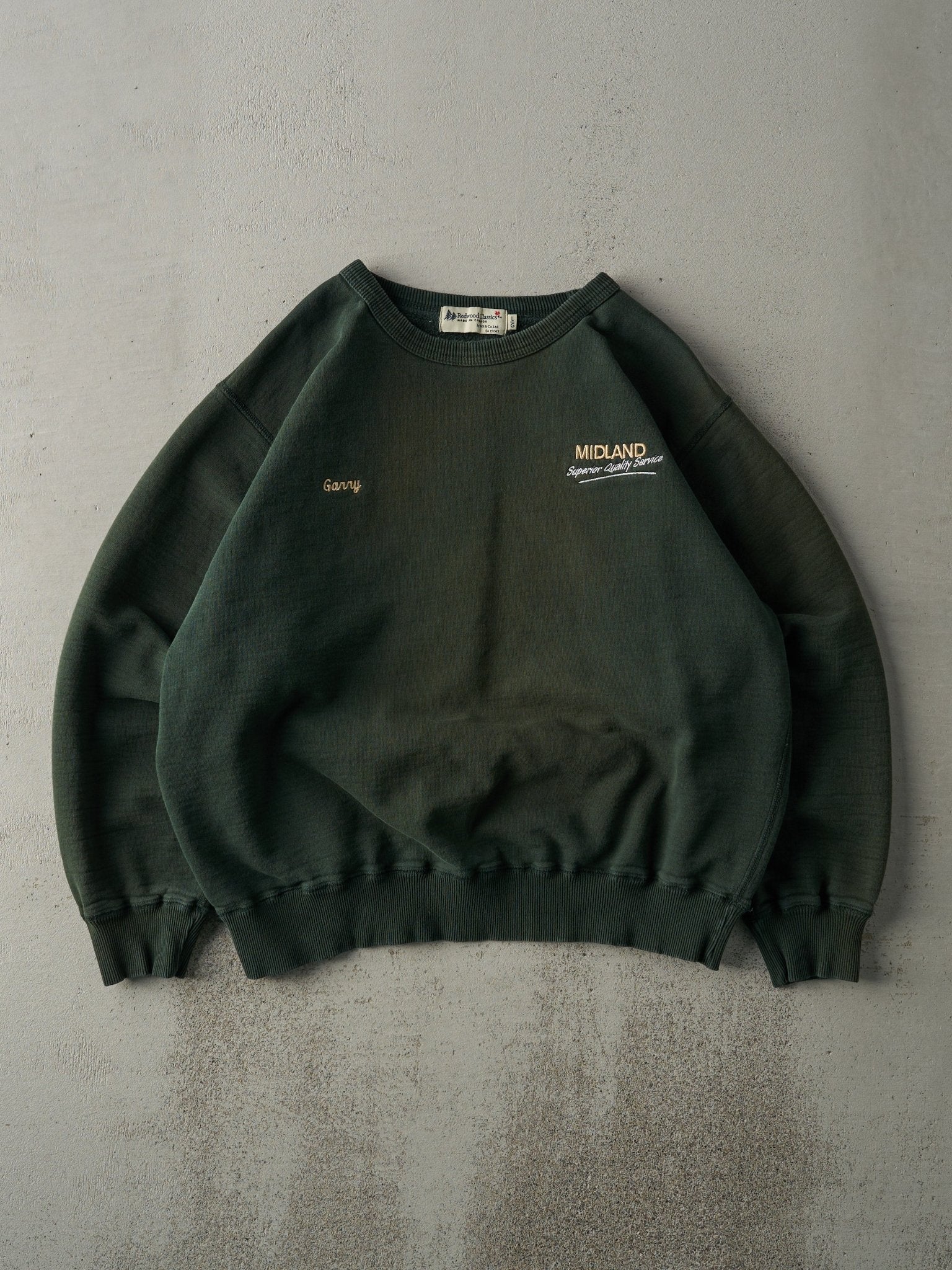 Vintage Y2K Forest Green Midland Trucking Embroidered Crewneck (L)
