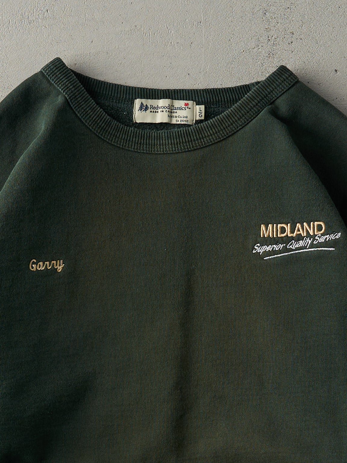 Vintage Y2K Forest Green Midland Trucking Embroidered Crewneck (L)