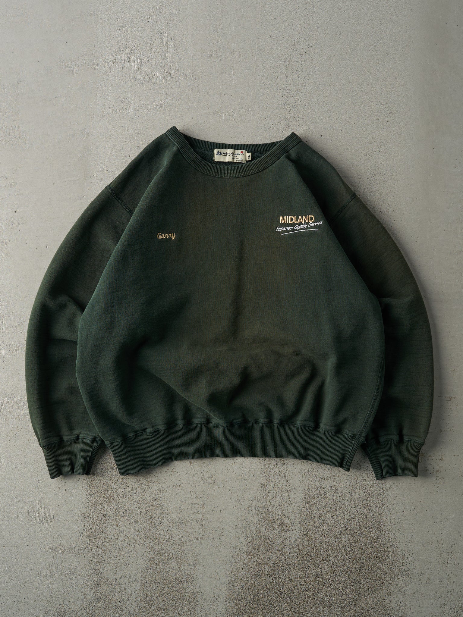 Vintage Y2K Forest Green Midland Trucking Embroidered Crewneck (L)