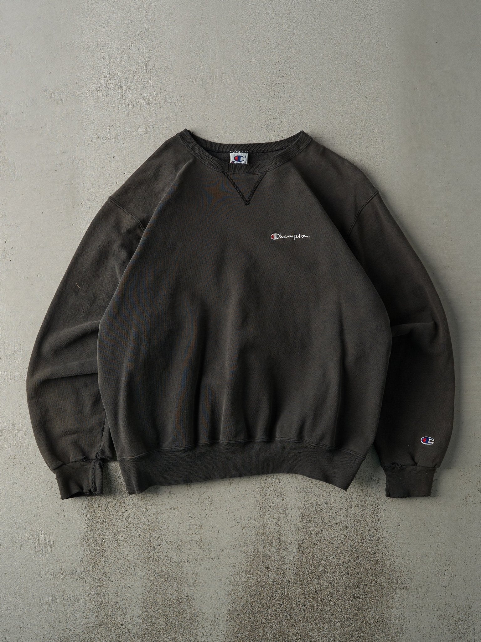 Vintage 90s Faded Black Champion Logo Crewneck (L)