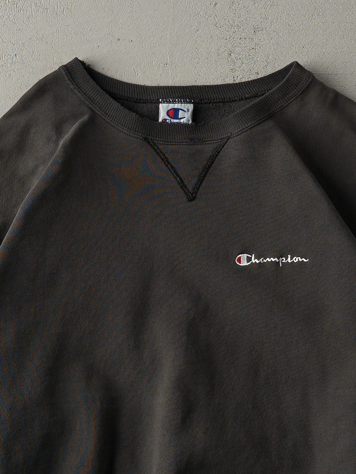Vintage 90s Faded Black Champion Logo Crewneck (L)