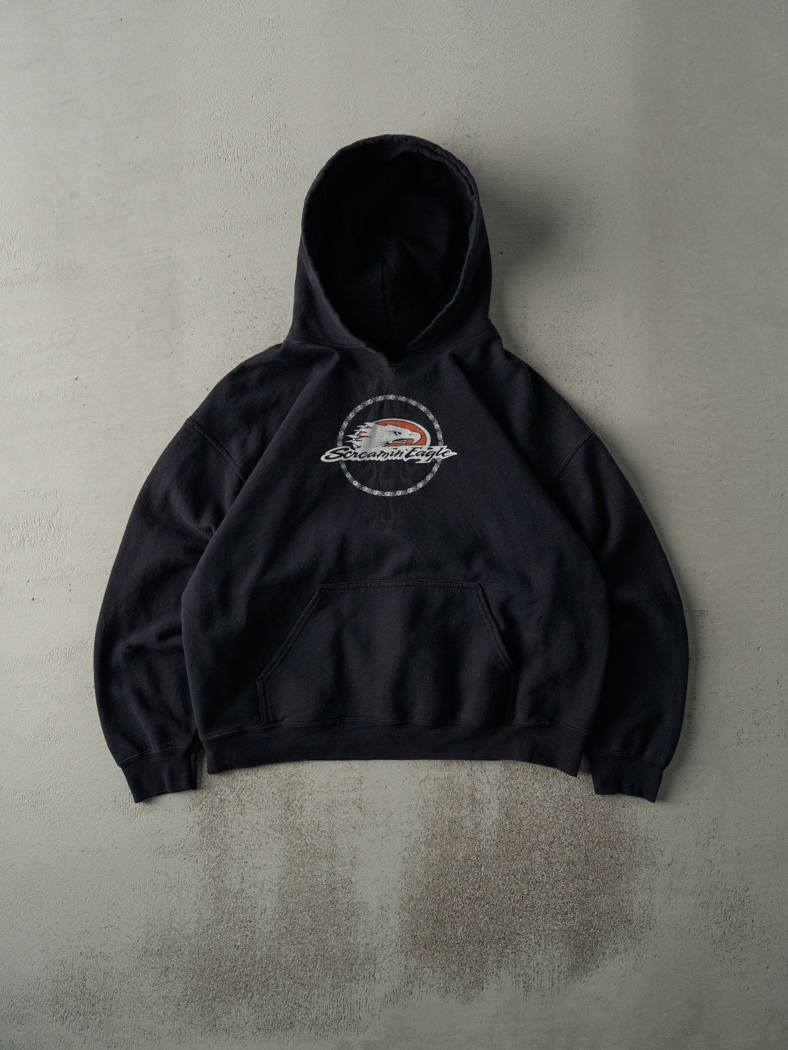 Vintage Y2K Black Harley Davidson Screaming Eagle Hoodie (L)