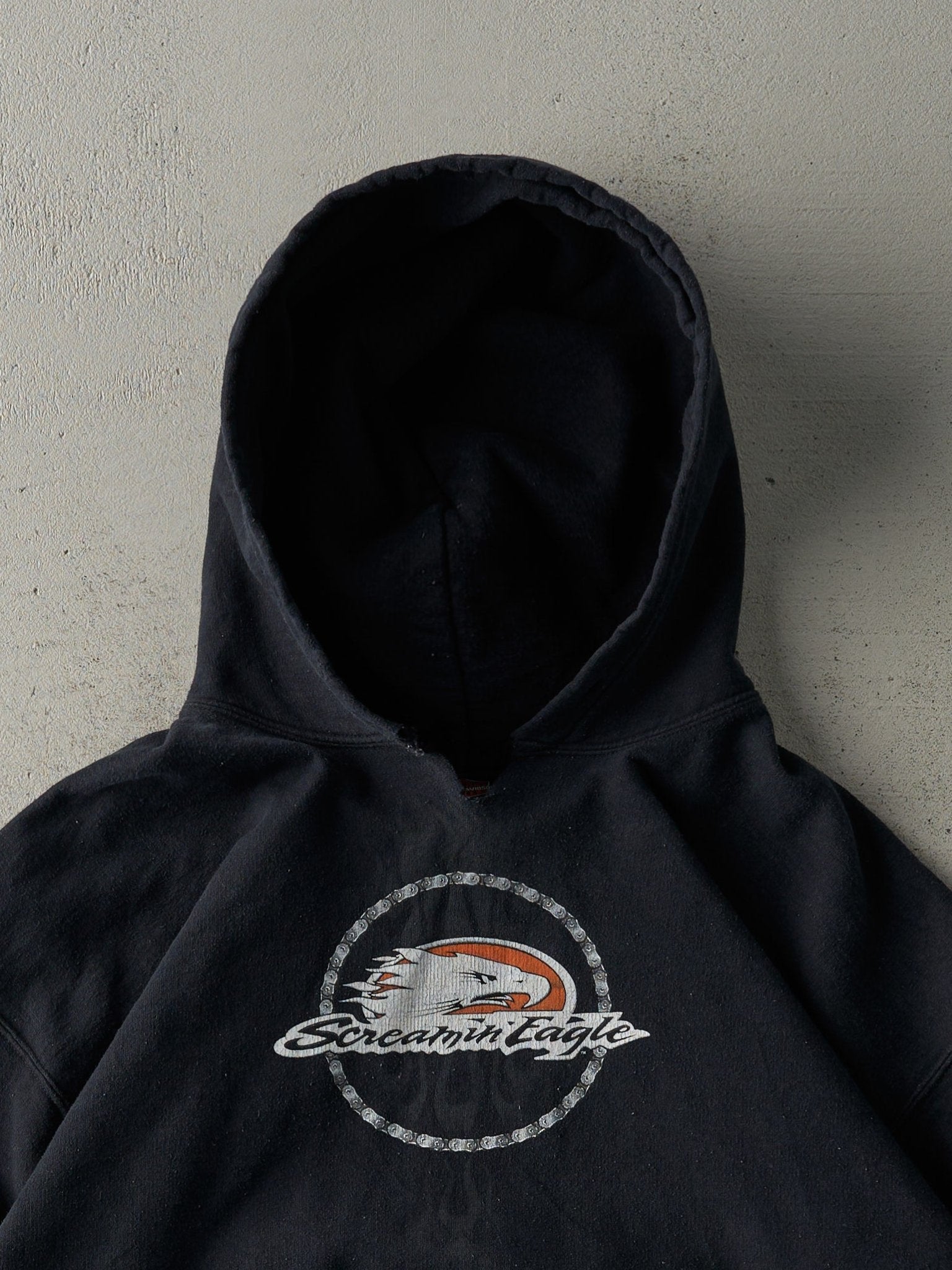 Vintage Y2K Black Harley Davidson Screaming Eagle Hoodie (L)