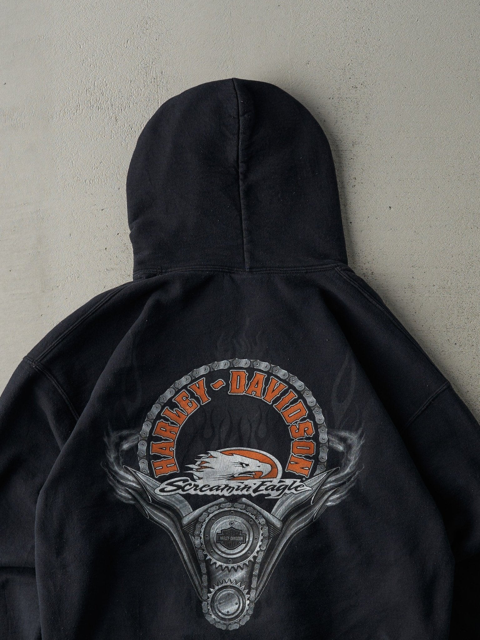 Vintage Y2K Black Harley Davidson Screaming Eagle Hoodie (L)