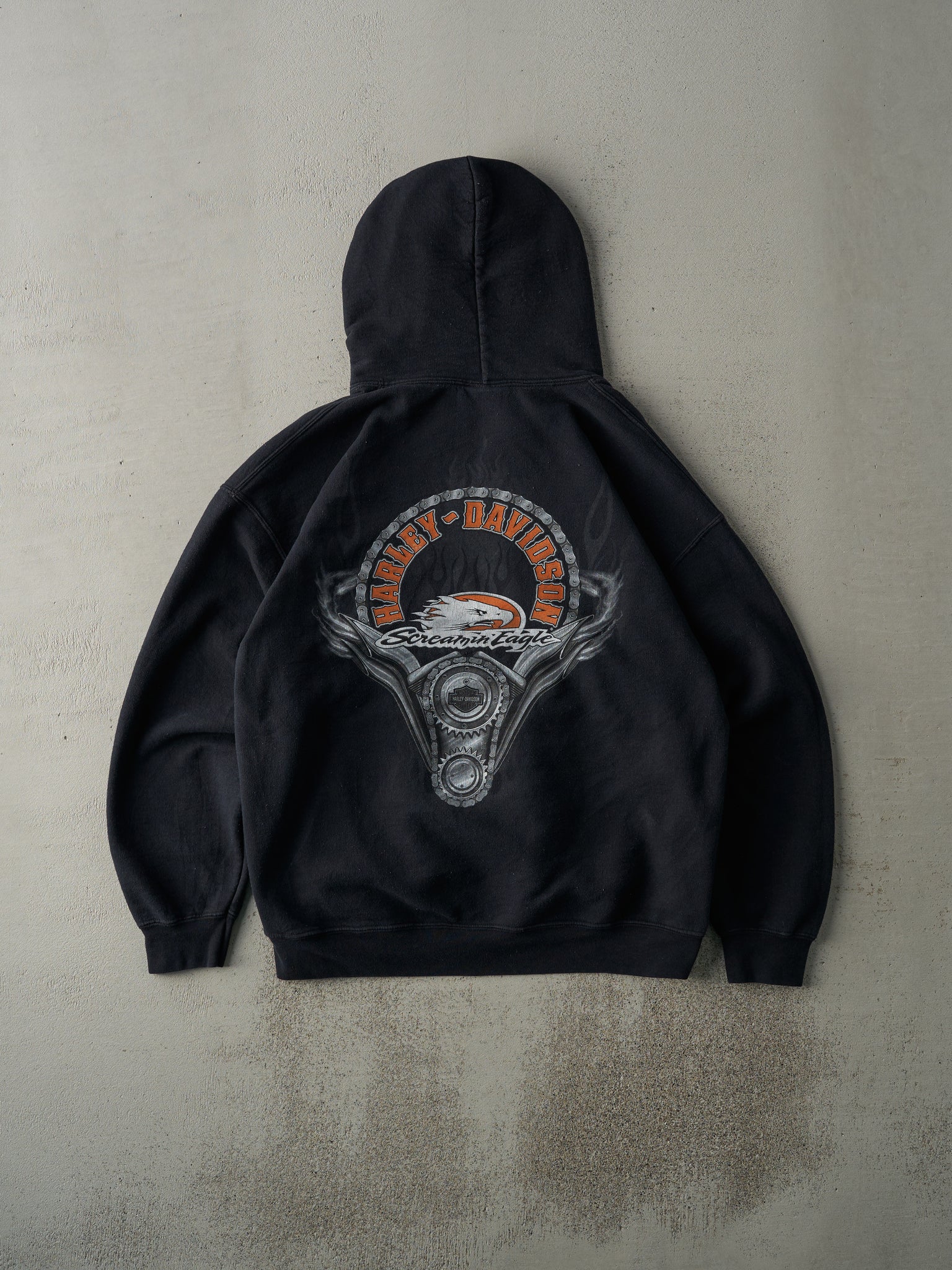 Vintage Y2K Black Harley Davidson Screaming Eagle Hoodie (L)