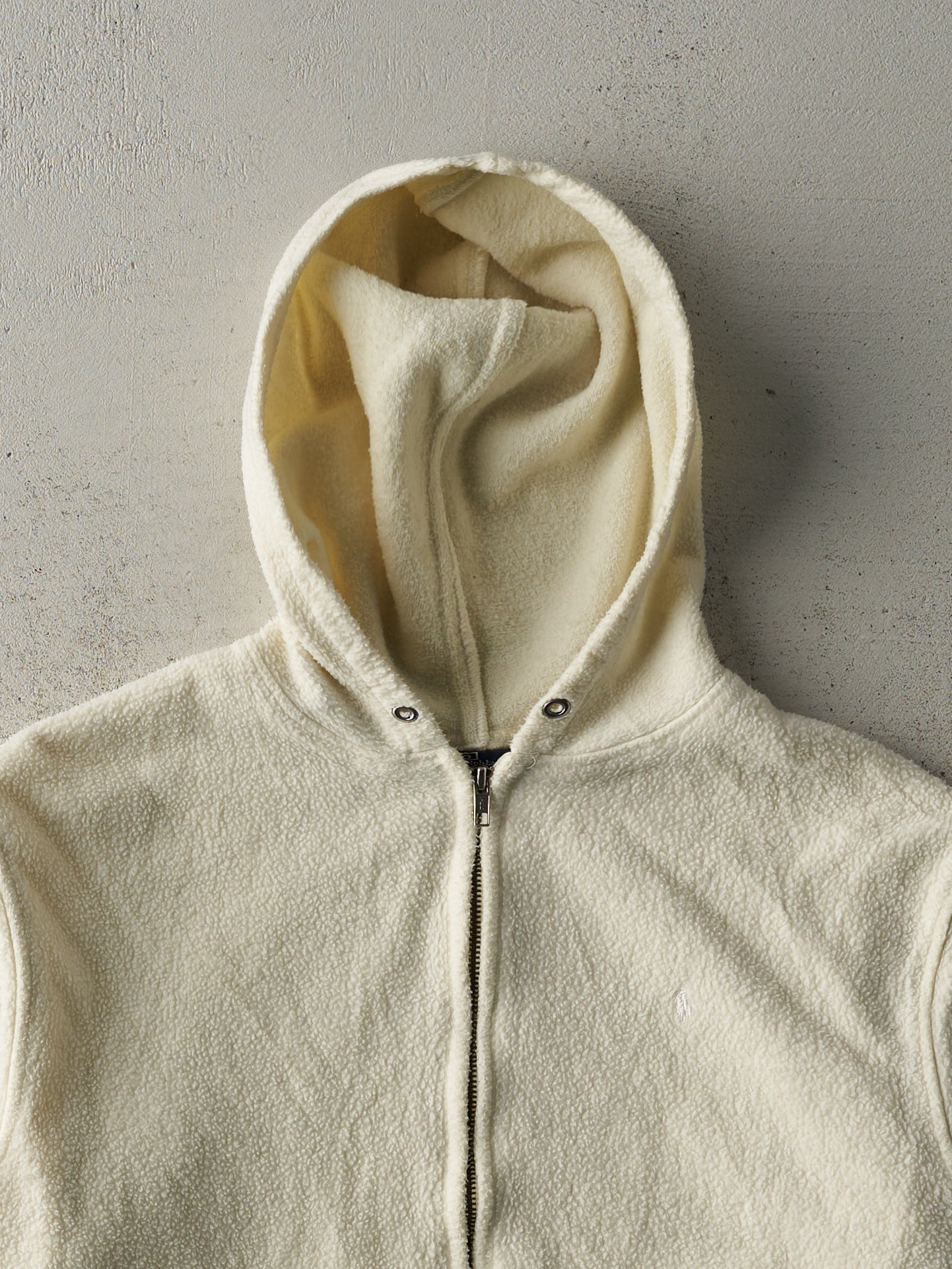 Vintage 90s Cream Polo by Ralph Lauren Fleece Zip Up Hoodie (M/L)