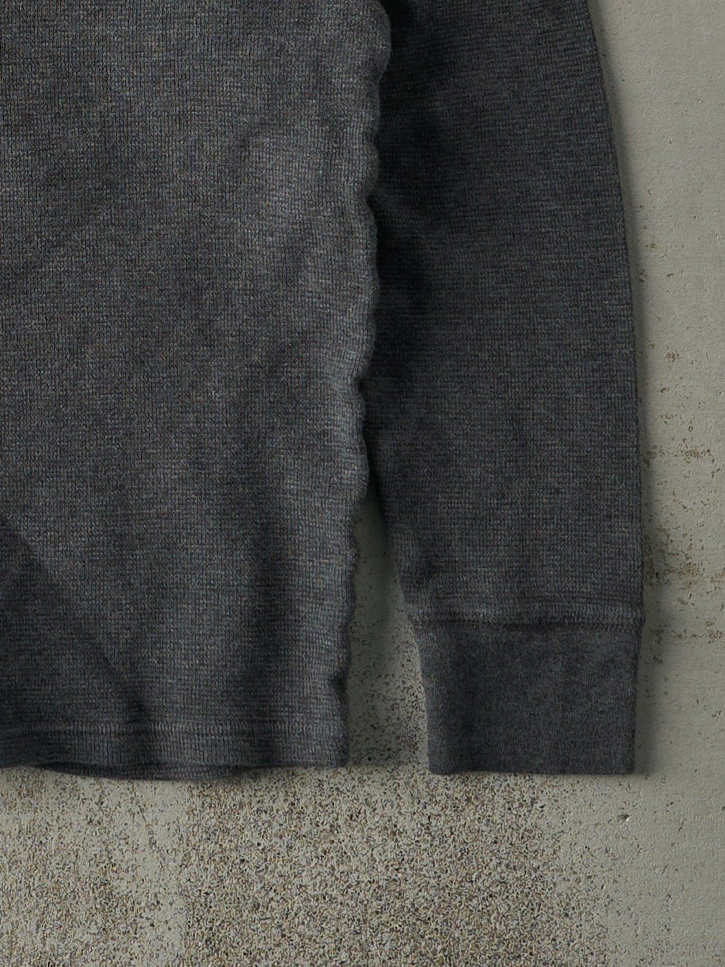 Vintage Y2K Grey Polo by Ralph Lauren Waffle Knit Long Sleeve (M)