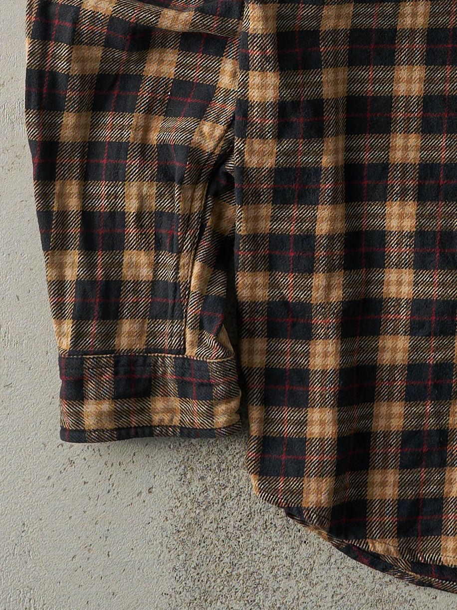 Vintage Y2K Beige and Black Flannel Carhartt Button Up (M)