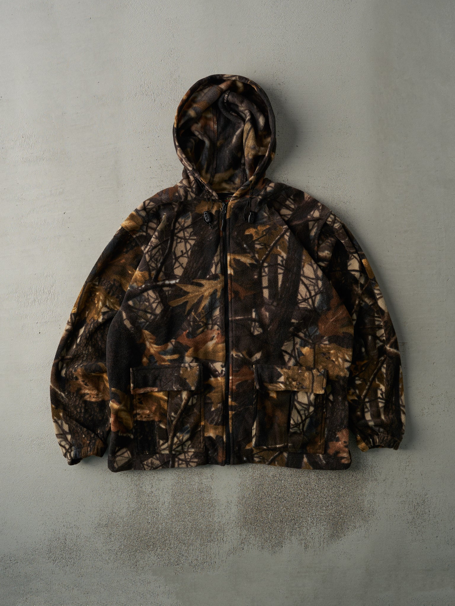 Vintage Y2K Real Tree Camo Fleece Zip Up Hoodie (XL)